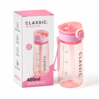 400ml Portable Straw Kids Water Bottle
