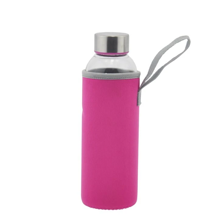 280ml Heat-resisted Glass Water Bottle with Neoprene Pouch